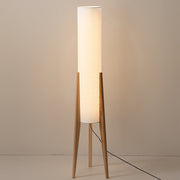 Elegant retro Nordic walnut floor lamp with fabric lampshade