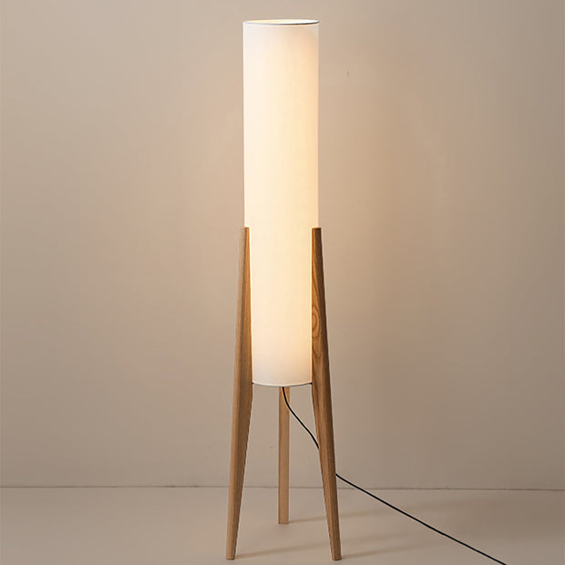 Elegant retro Nordic walnut floor lamp with fabric lampshade