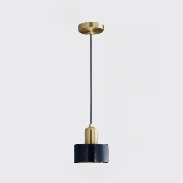 Elegant Cylindrical Suspension – Chic Brass and Wood Design with Integrated LED Lighting