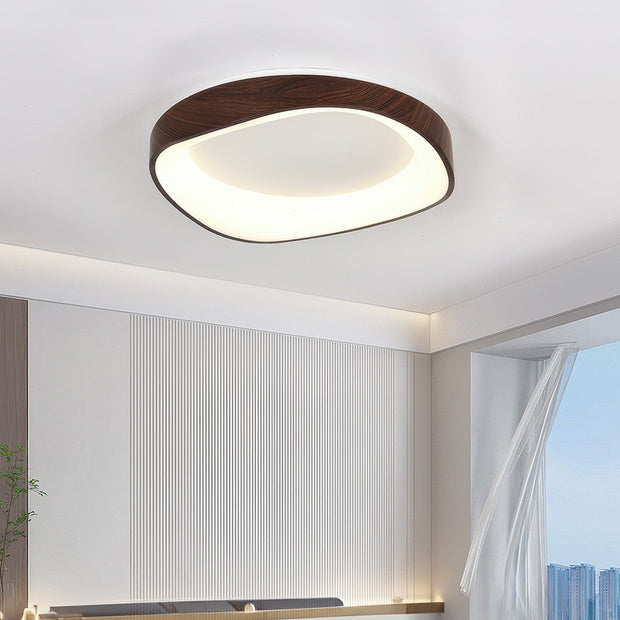 Chic Scandinavian LED ceiling light – Elegant wood and metal aesthetic with a soft glow