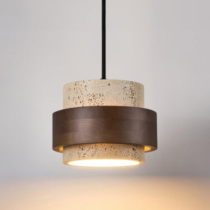 Lampe de chevet Ascend Wabi-Sabi élégamment conçue – Une fusion chic de minimalisme rétro en travertin et en bois