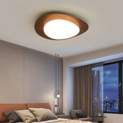 Plafonnier en galets scandinave sophistiqué - Esthétique élégante en bois avec éclairage LED intégré