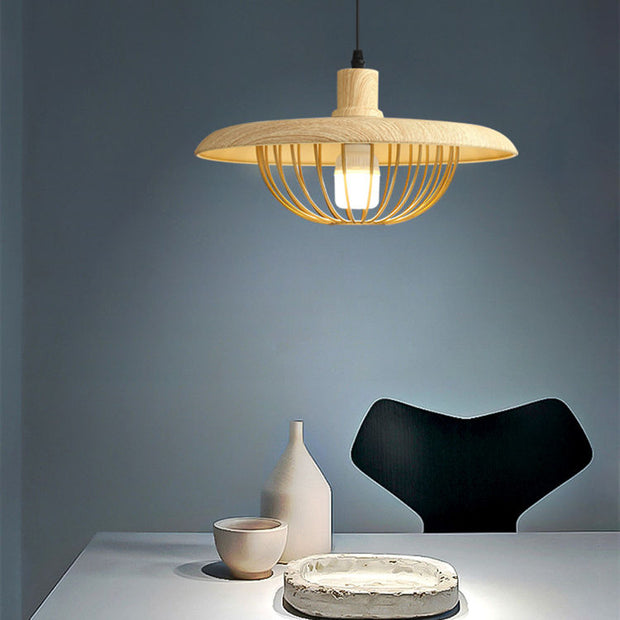 Scandinavian style wooden pendant – Chic industrial hanging lamp
