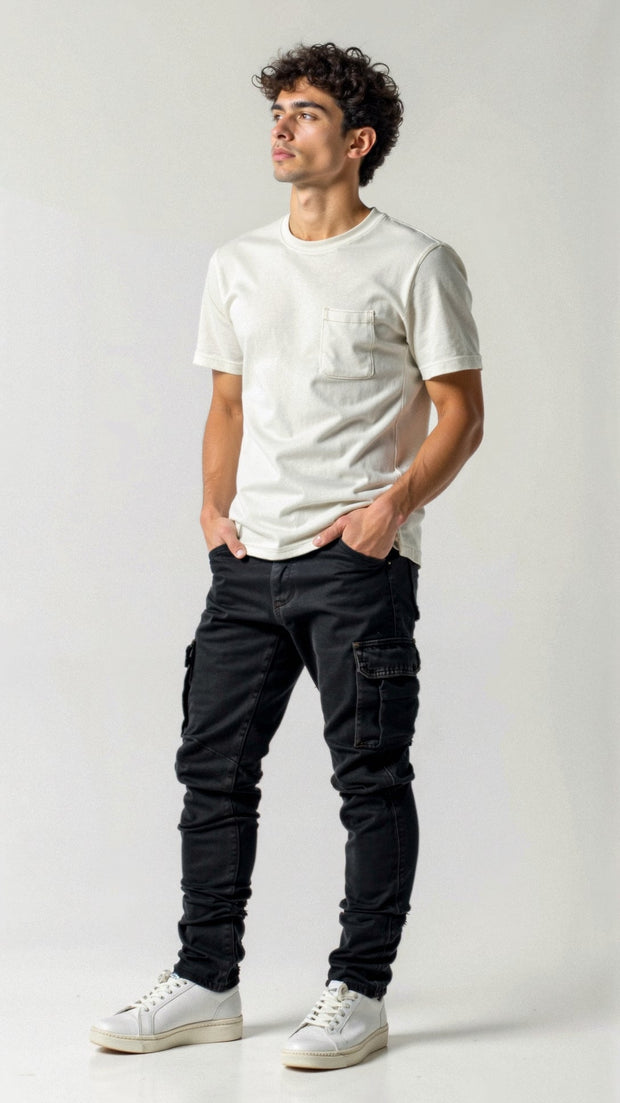 Men's Slim Cargo Pants in Stretch Denim with Functional Pockets – Modern Style and Optimal Comfort