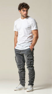Men's Slim Cargo Pants in Stretch Denim with Functional Pockets – Modern Style and Optimal Comfort