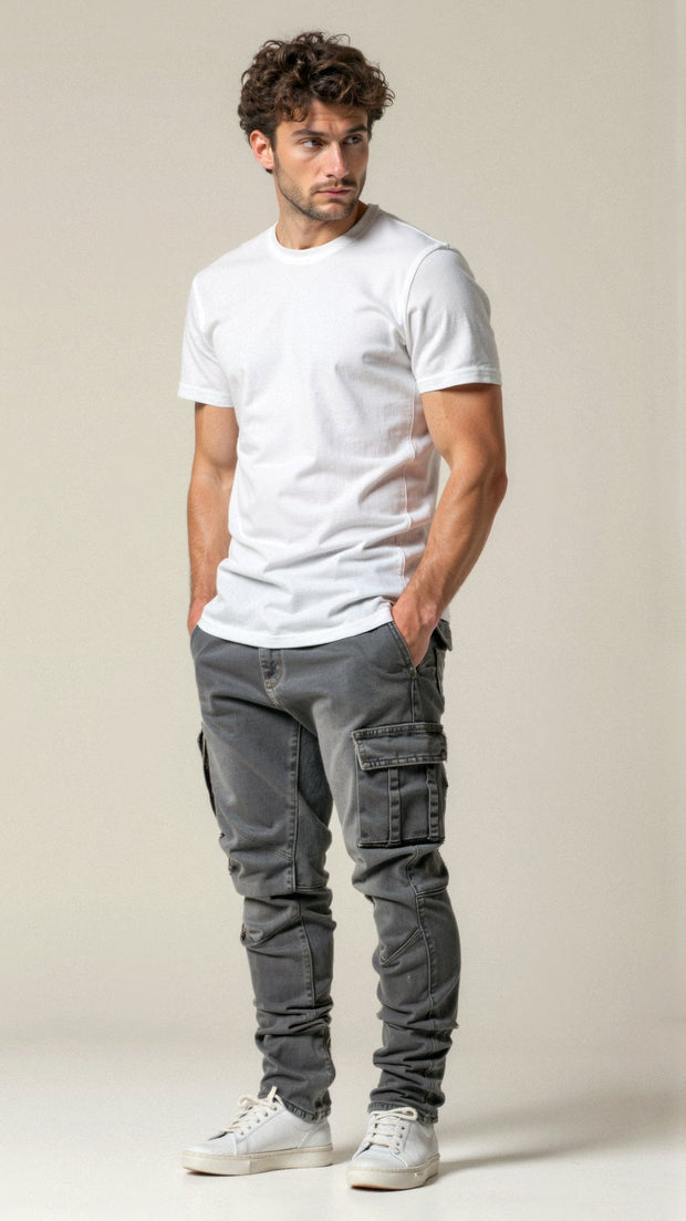 Men's Slim Cargo Pants in Stretch Denim with Functional Pockets – Modern Style and Optimal Comfort