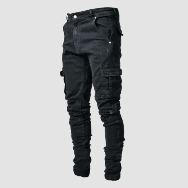 Men's Slim Cargo Pants in Stretch Denim with Functional Pockets – Modern Style and Optimal Comfort