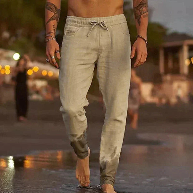 Pantalon en Lin Homme Légers avec Taille Élastique et Poches Latérales – Confort Optimal pour l'Été