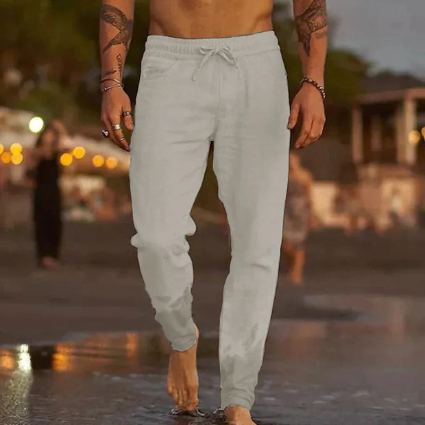 Pantalon en Lin Homme Légers avec Taille Élastique et Poches Latérales – Confort Optimal pour l'Été