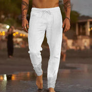 Pantalon en Lin Homme Légers avec Taille Élastique et Poches Latérales – Confort Optimal pour l'Été