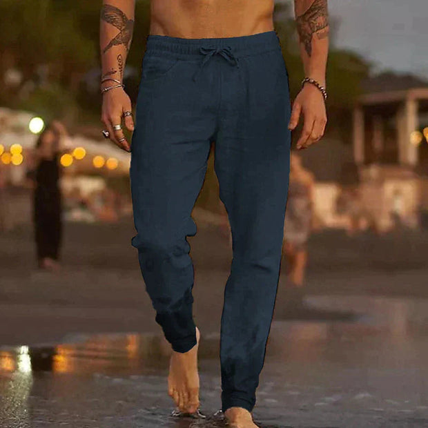 Pantalon en Lin Homme Légers avec Taille Élastique et Poches Latérales – Confort Optimal pour l'Été