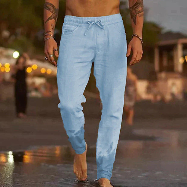 Pantalon en Lin Homme Légers avec Taille Élastique et Poches Latérales – Confort Optimal pour l'Été