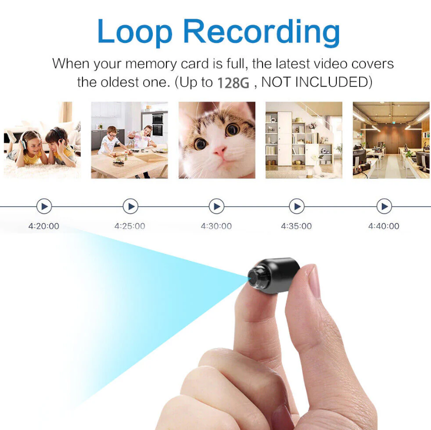 Compact WiFi security camera – Night vision for discreet indoor monitoring