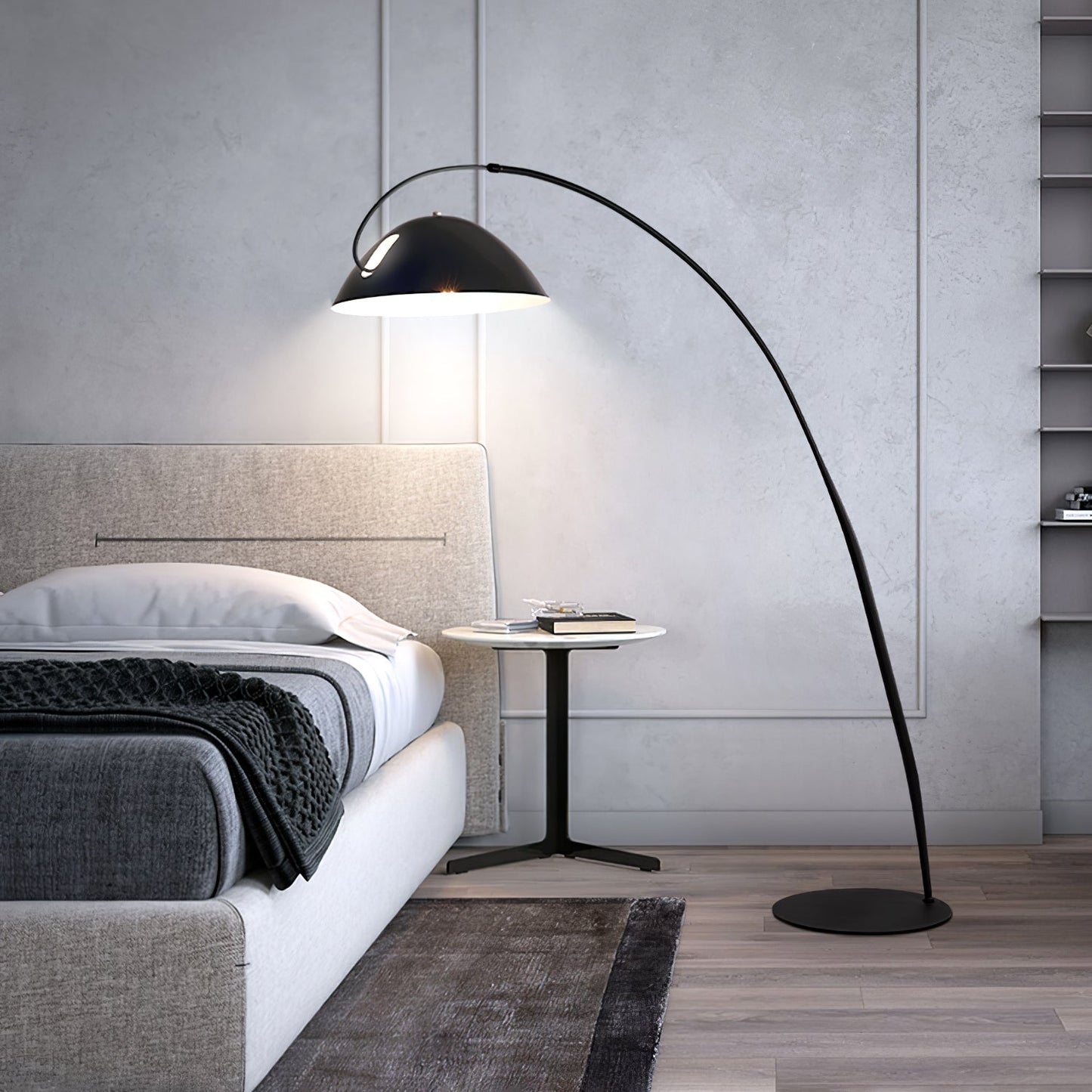 Lampe sur pied Arc de style scandinave – Éclairage LED élégant avec bras réglable