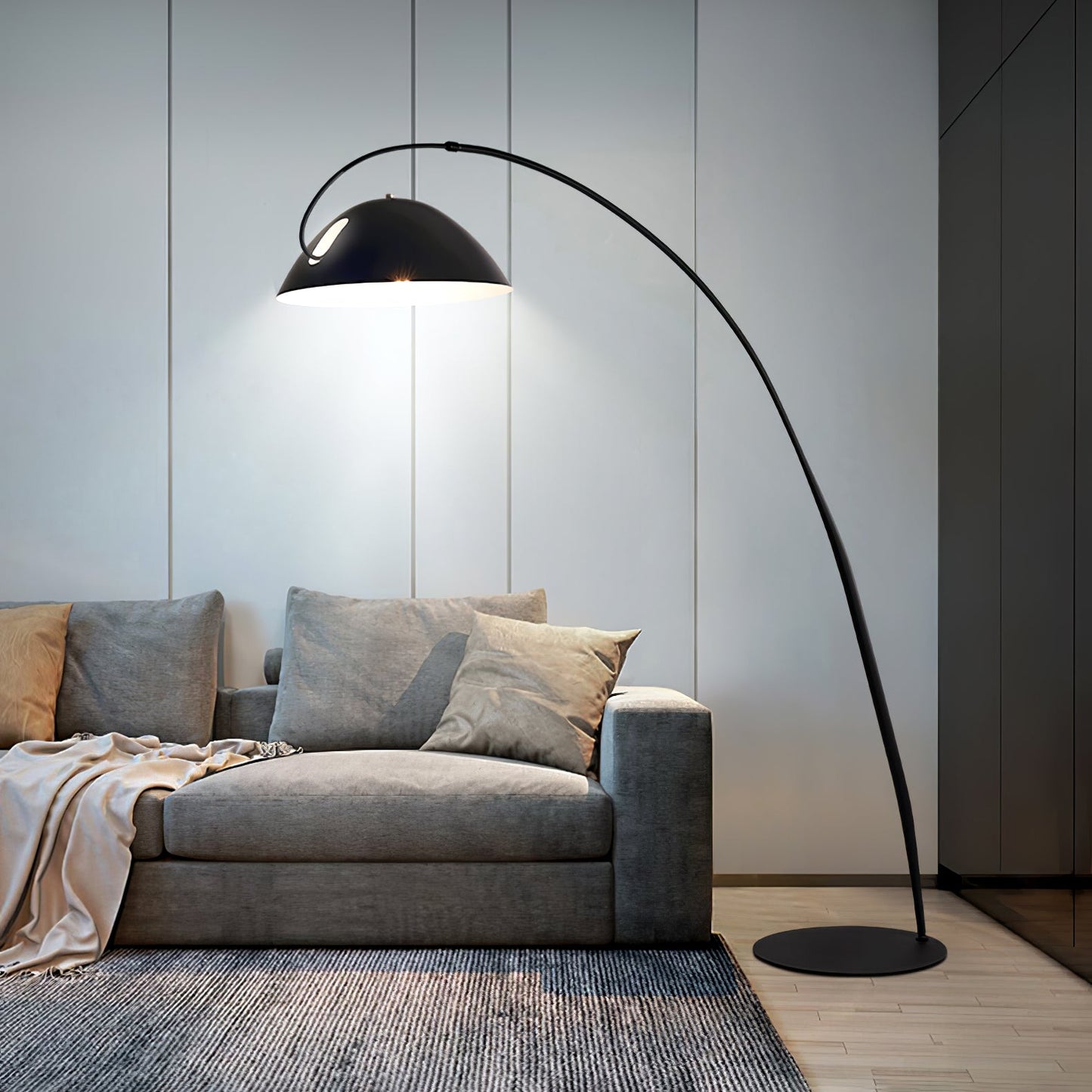 Lampe sur pied Arc de style scandinave – Éclairage LED élégant avec bras réglable