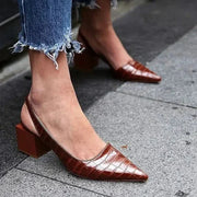 Elegant Orthopedic Pumps for Women with Synthetic Leather Croco Effect Orthopedic Insole - Daily Comfort