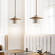 Elegant Pendant Light in Travertine and Wood – Timeless Natural Elegance with Integrated LED