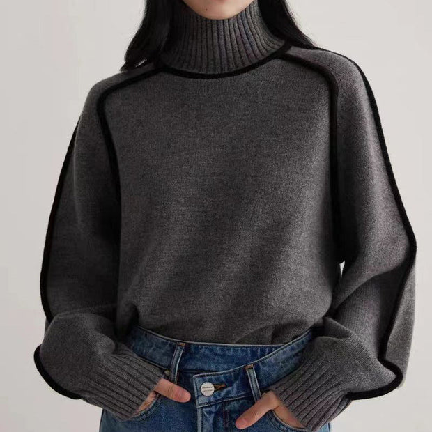 Women's Soft Ribbed Knit Turtleneck Sweater, Timeless Comfort, Size XS to XL