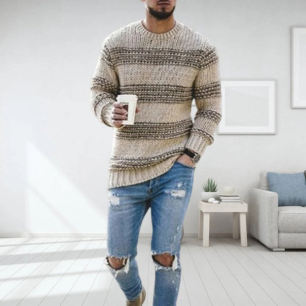 Men's Thick Knit Turtleneck Sweater with Norwegian Design – Comfort and Elegance for Winter