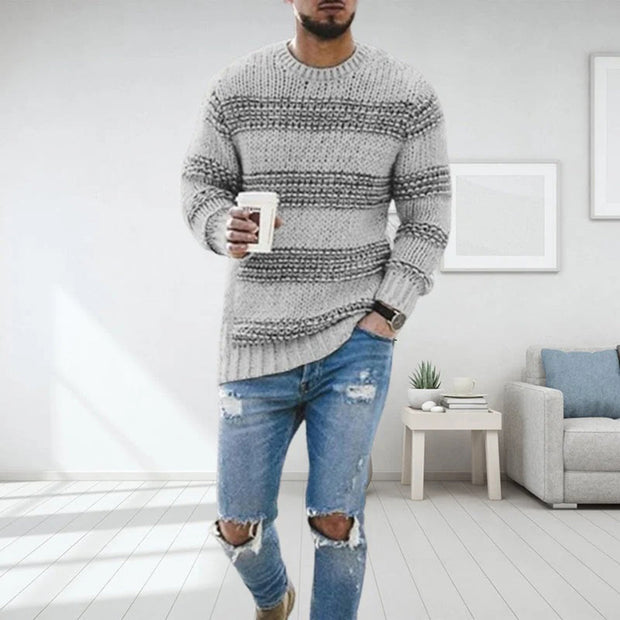 Men's Thick Knit Turtleneck Sweater with Norwegian Design – Comfort and Elegance for Winter