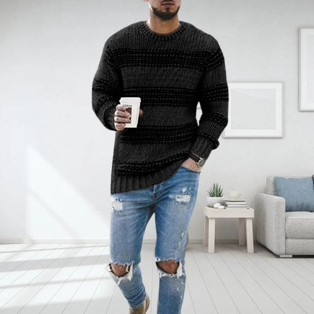 Men's Thick Knit Turtleneck Sweater with Norwegian Design – Comfort and Elegance for Winter