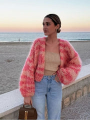 Women's Puff Sleeve Sweater – Comfort and Elegance for Winter, Cotton and Wool Blend, Round Neck, Available in Gray, Black, Beige