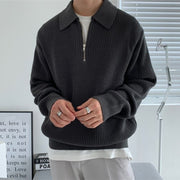 Men's Zip-Up Collar Sweater in Premium Blend - Comfort and Modern Elegance, Sizes M to 3XL