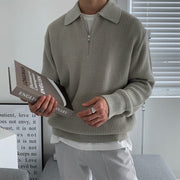 Men's Zip-Up Collar Sweater in Premium Blend - Comfort and Modern Elegance, Sizes M to 3XL