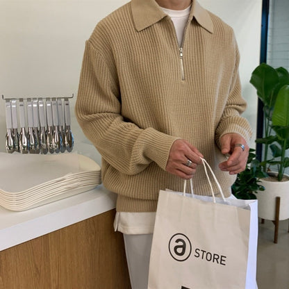 Pull Homme Col Zippé en Mélange - Confort et Élégance Moderne, Tailles M à 3XL