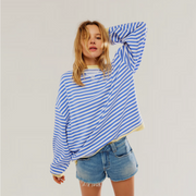 Pull Rayé Surdimensionné pour Femmes – Confort Optimal en Tissu Doux et Respirant