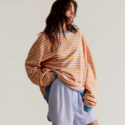 Pull Rayé Surdimensionné pour Femmes – Confort Optimal en Tissu Doux et Respirant