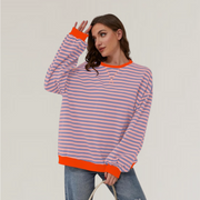 Pull Rayé Surdimensionné pour Femmes – Confort Optimal en Tissu Doux et Respirant