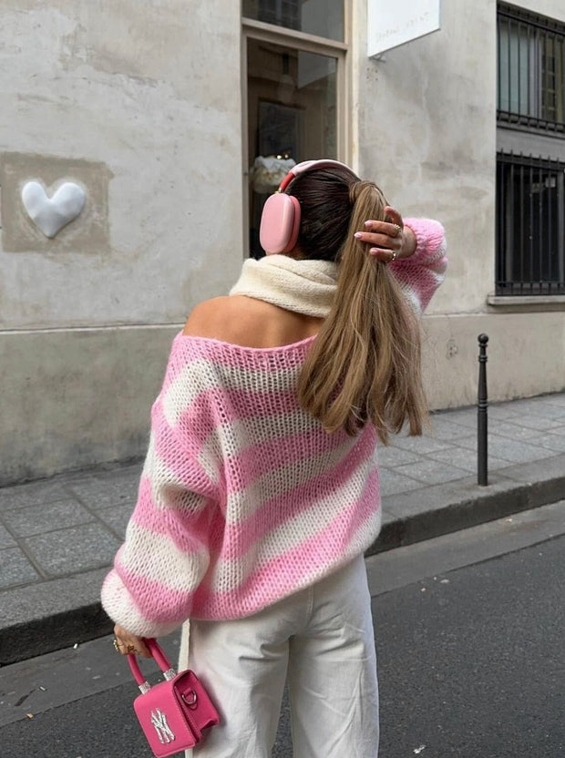 Striped Liana Pull Tricot in Polyester and Spandex – Comfort and Elegance for a Casual Look