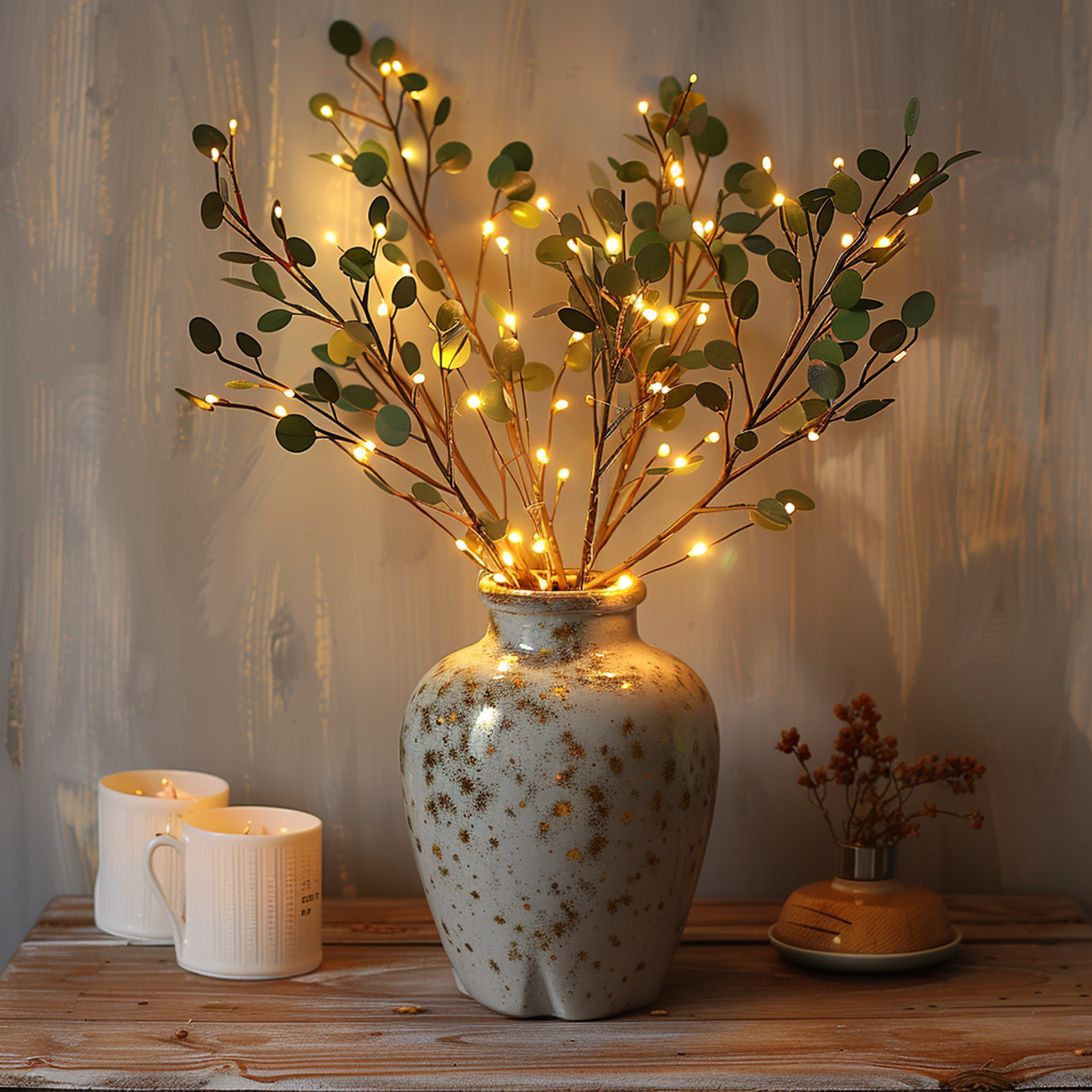 Fairy light garland in olive branches – Create a soothing natural atmosphere