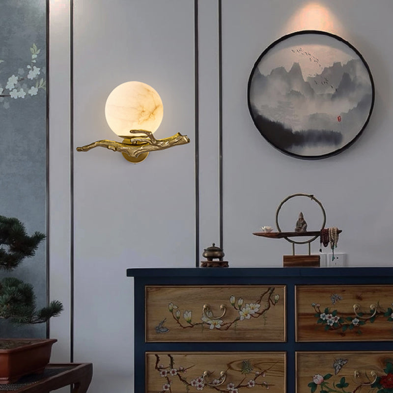 Applique Murale LED Élégante en Marbre et Cuivre – Éclairage Stylé pour Votre Salon et Chambre