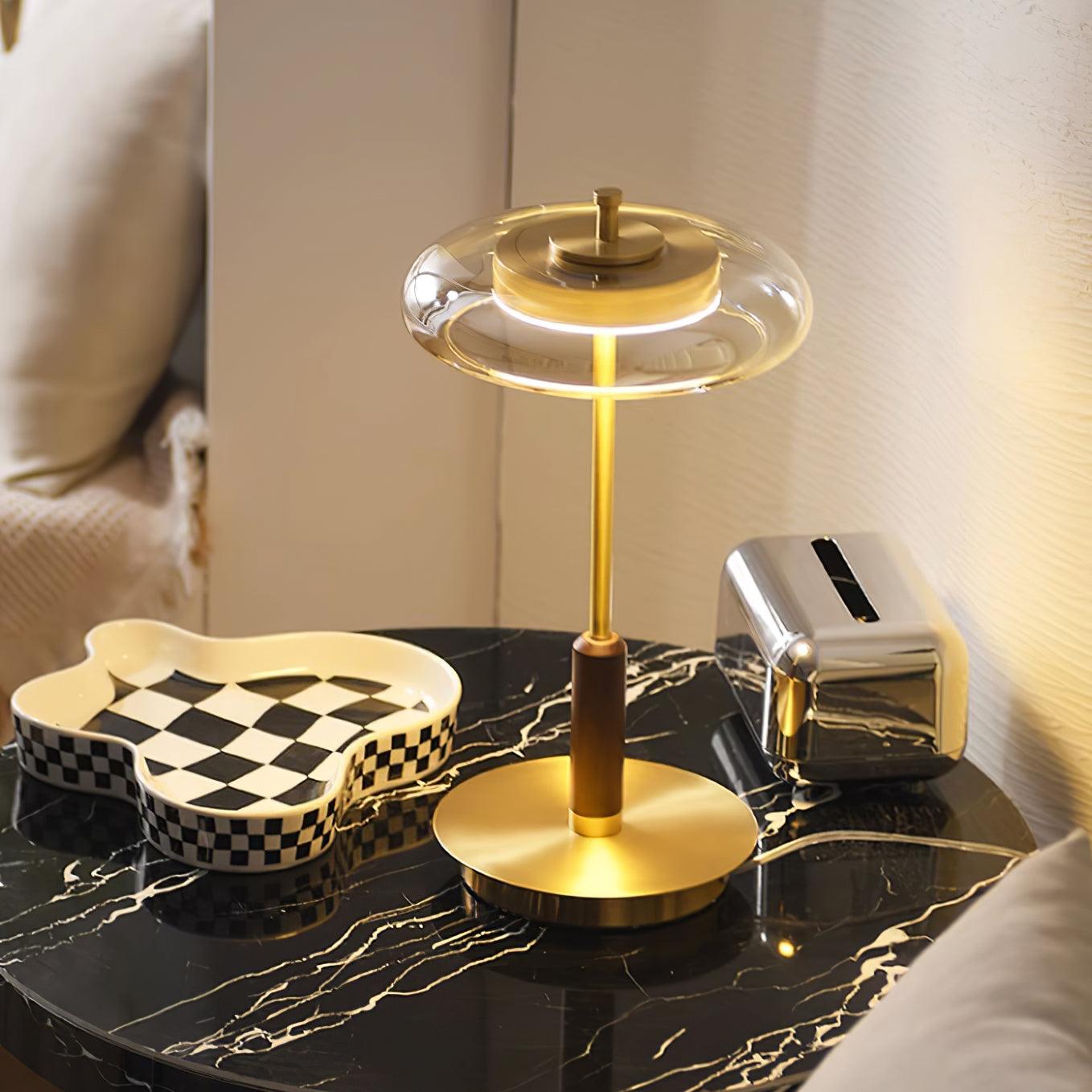 Lampe de Table Contemporaine Ronaldo – Design Élégant en Métal et Verre LED avec une Lumière Douce