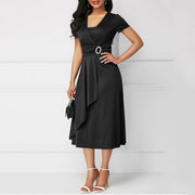 Elegant Asymmetric Long Dress in High-Quality Polyester – Versatile Dress for Women
