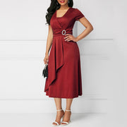 Elegant Asymmetric Long Dress in High-Quality Polyester – Versatile Dress for Women