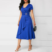 Elegant Asymmetric Long Dress in High-Quality Polyester – Versatile Dress for Women