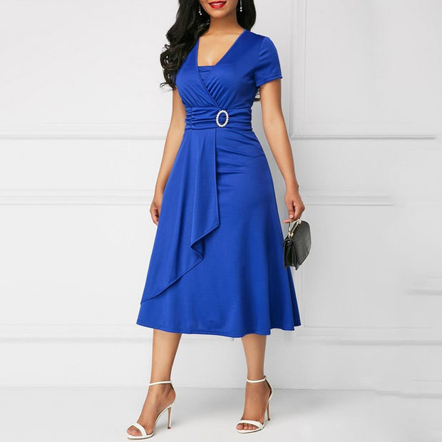 Elegant Asymmetric Long Dress in High-Quality Polyester – Versatile Dress for Women