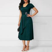 Elegant Asymmetric Long Dress in High-Quality Polyester – Versatile Dress for Women
