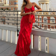 Elegant Backless Maxi Dress with Embellishments – 100% Polyester, Ideal for All Occasions