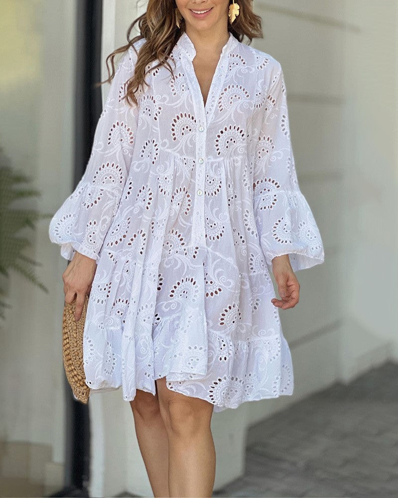 Robe Maxi Imprimée Fleurie en Polyester – Élégante et Confortable pour l'Été