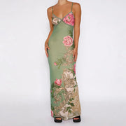 Floral Printed Maxi Dress for Women - Lightweight Summer Dress in Polyester, Comfortable and Elegant