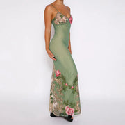 Floral Printed Maxi Dress for Women - Lightweight Summer Dress in Polyester, Comfortable and Elegant