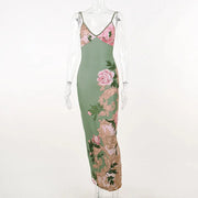 Floral Printed Maxi Dress for Women - Lightweight Summer Dress in Polyester, Comfortable and Elegant