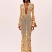 Dazzling Sequin Maxi Dress for Women - Elegant and Comfortable with Light Elastane
