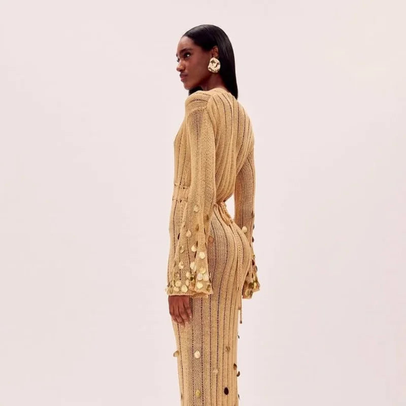 Robe Maxi Pailletée Éblouissante pour Femmes - Élégante et Confortable avec Légère Élasthanne