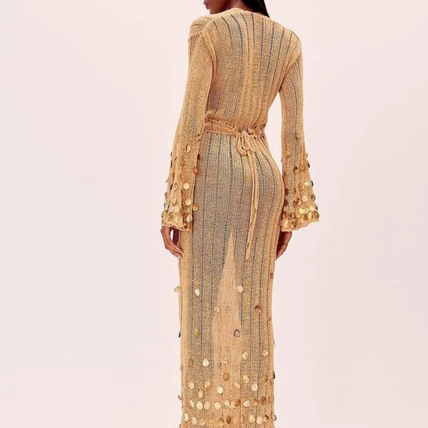 Dazzling Sequin Maxi Dress for Women - Elegant and Comfortable with Light Elastane