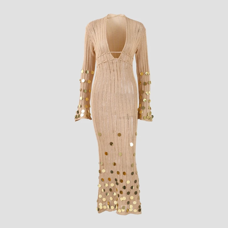 Robe Maxi Pailletée Éblouissante pour Femmes - Élégante et Confortable avec Légère Élasthanne